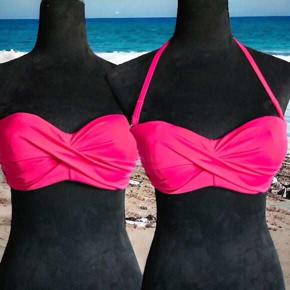 NWOT VICTORIA SECRET ( 34C ) Bright Pink/Fusha Swim Top - Picture 2 of 9